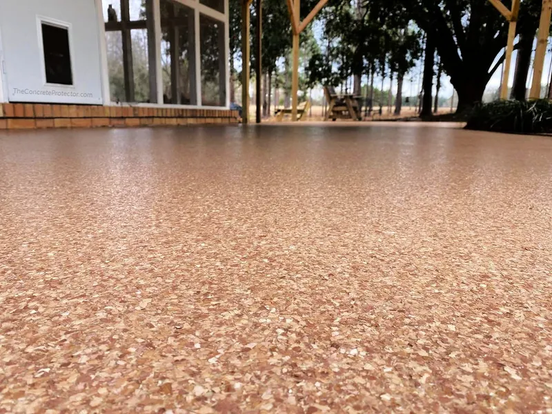 Flake coating on a patio